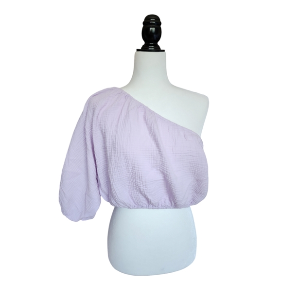 DKNY Jeans Lavender Purple One Shoulder Top - Picture 6 of 10
